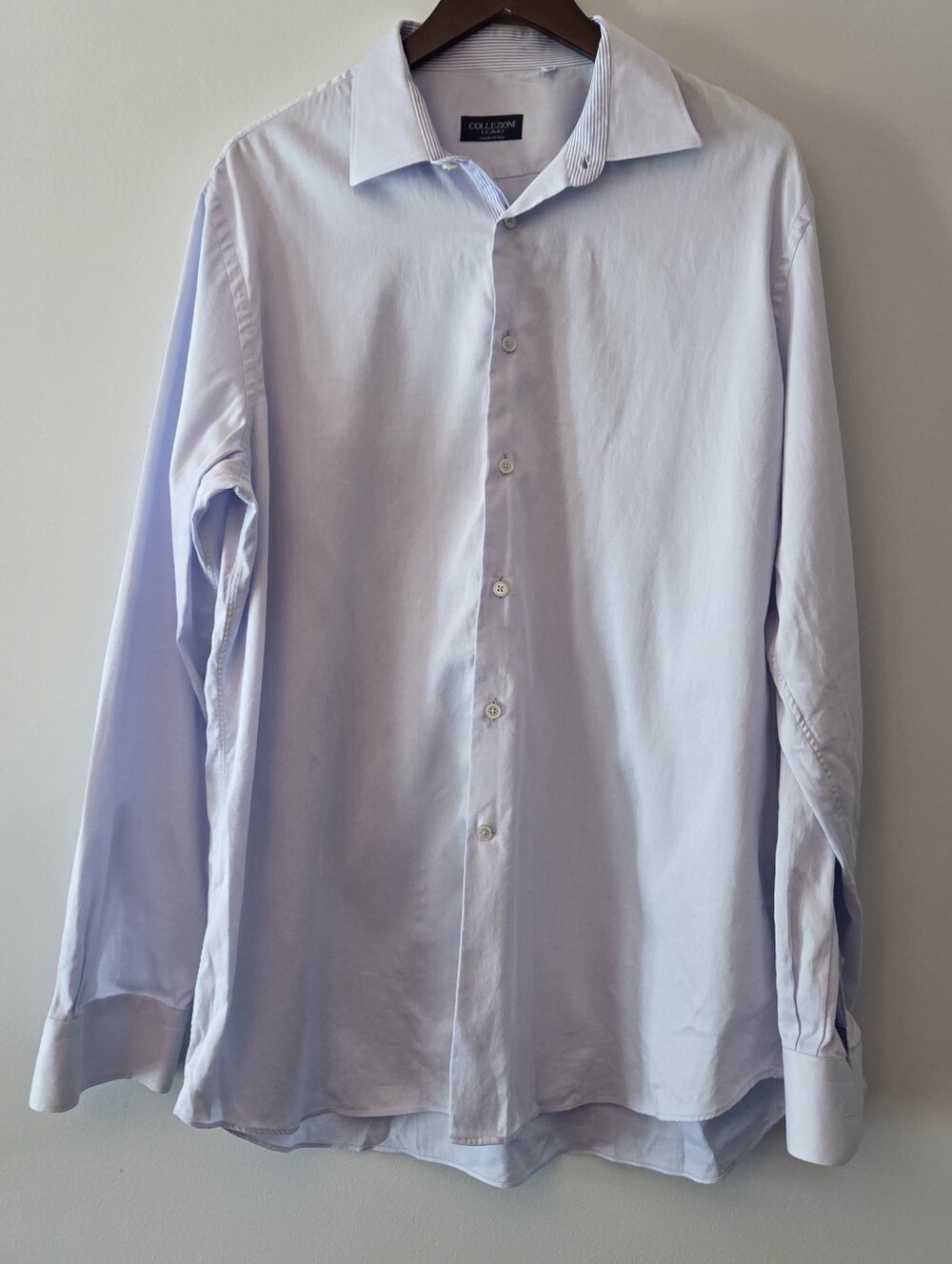 Collezioni Uomo Men's Light Blue Collard Button-Down Shirt Size 18.5 Collar
